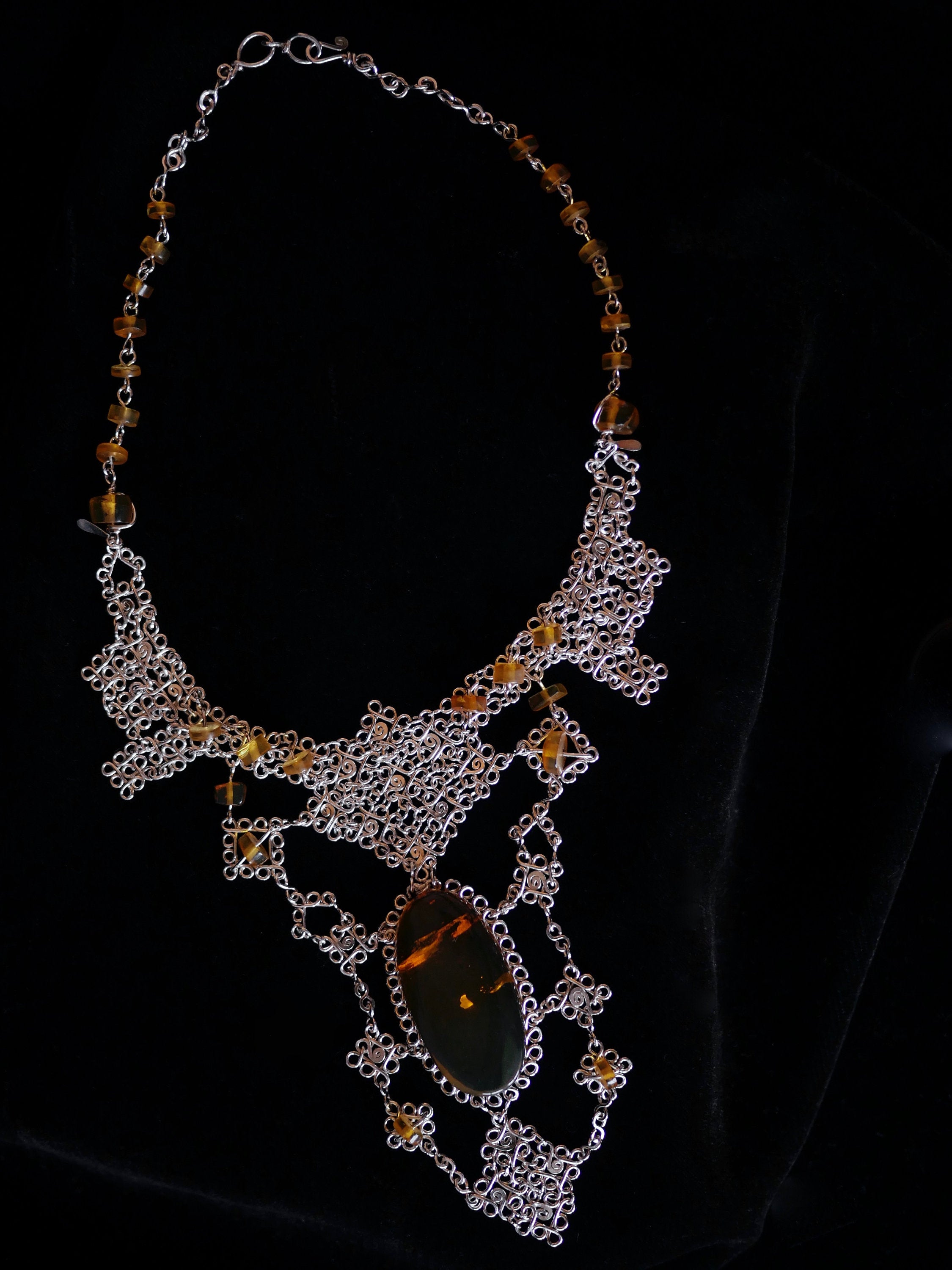 Silver Amber Majestic Necklace