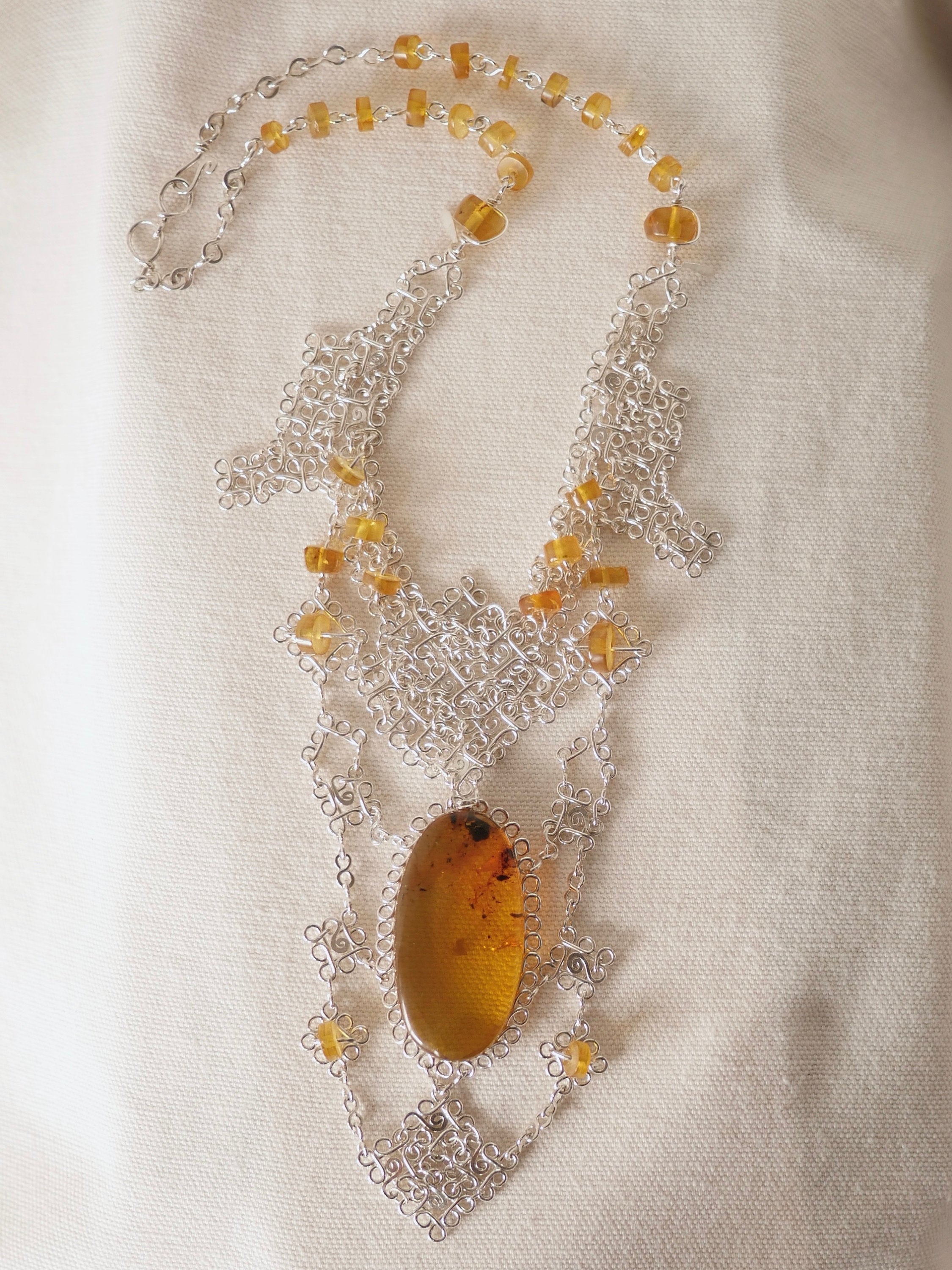 Silver Amber Majestic Necklace